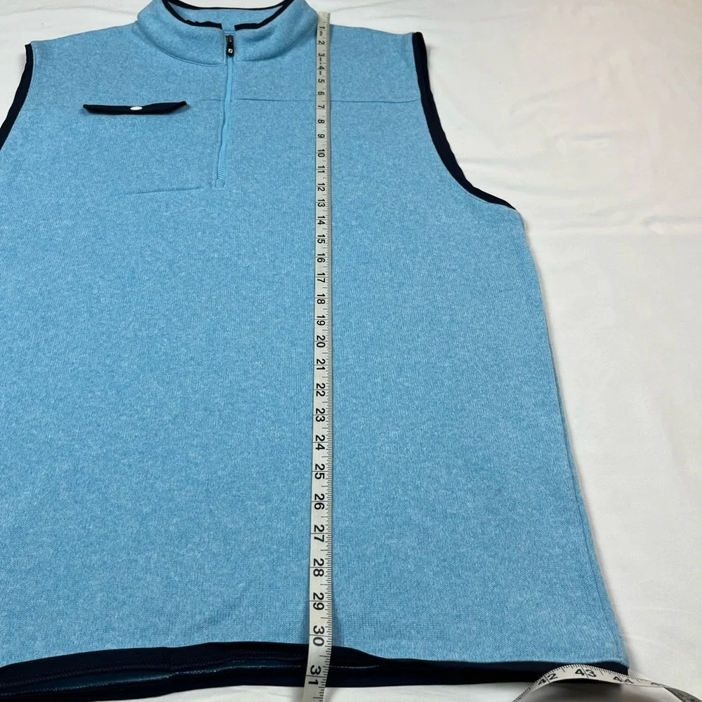 Footjoy Mens Fleece Golf Vest XL Light Baby Blue 1/2 Zip Flap Pocket Pullover B1